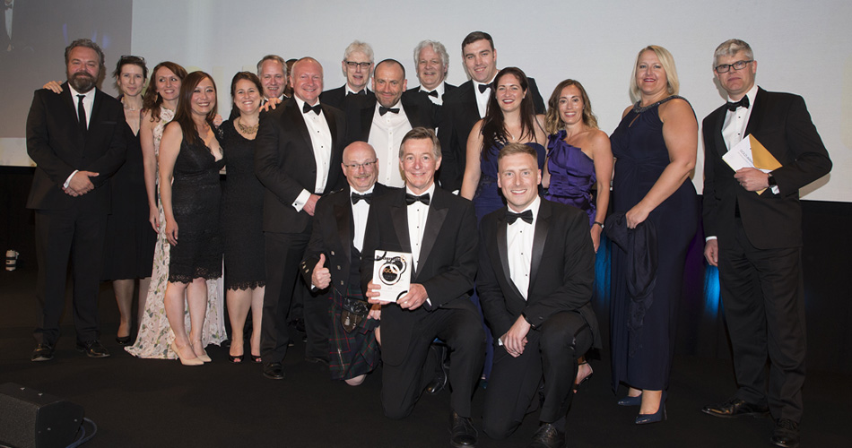Image of Vercity employees at an awards ceremony in 2018