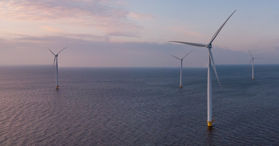 Image of a windfarm out at sea