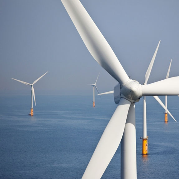 wind turbines out at sea